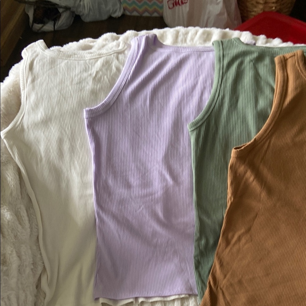 Nine West Asymmetrical Sleeveless Tank Tops, 4 ribbed tops. New - Picture 2 of 9